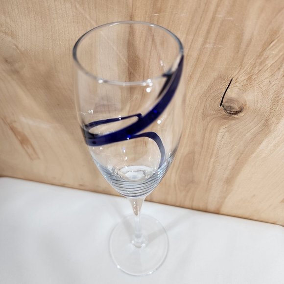 Pier 1 Cobalt Blue Swirline Glass Champagne Flute 10.25" - Picture 6 of 11